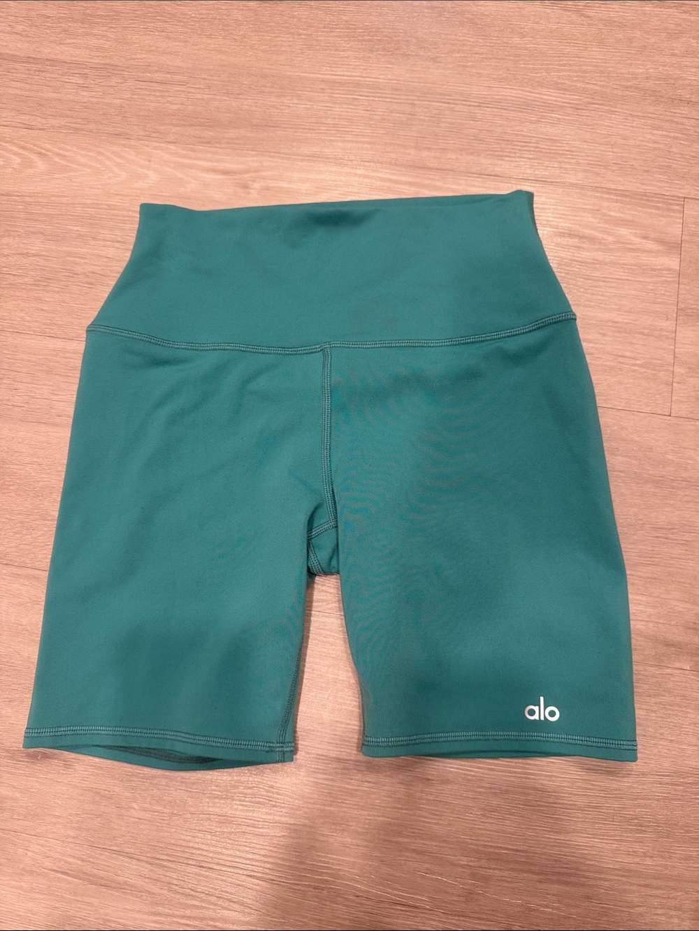 ALO Yoga High-Rise Teal Green Athletic Bike Shorts